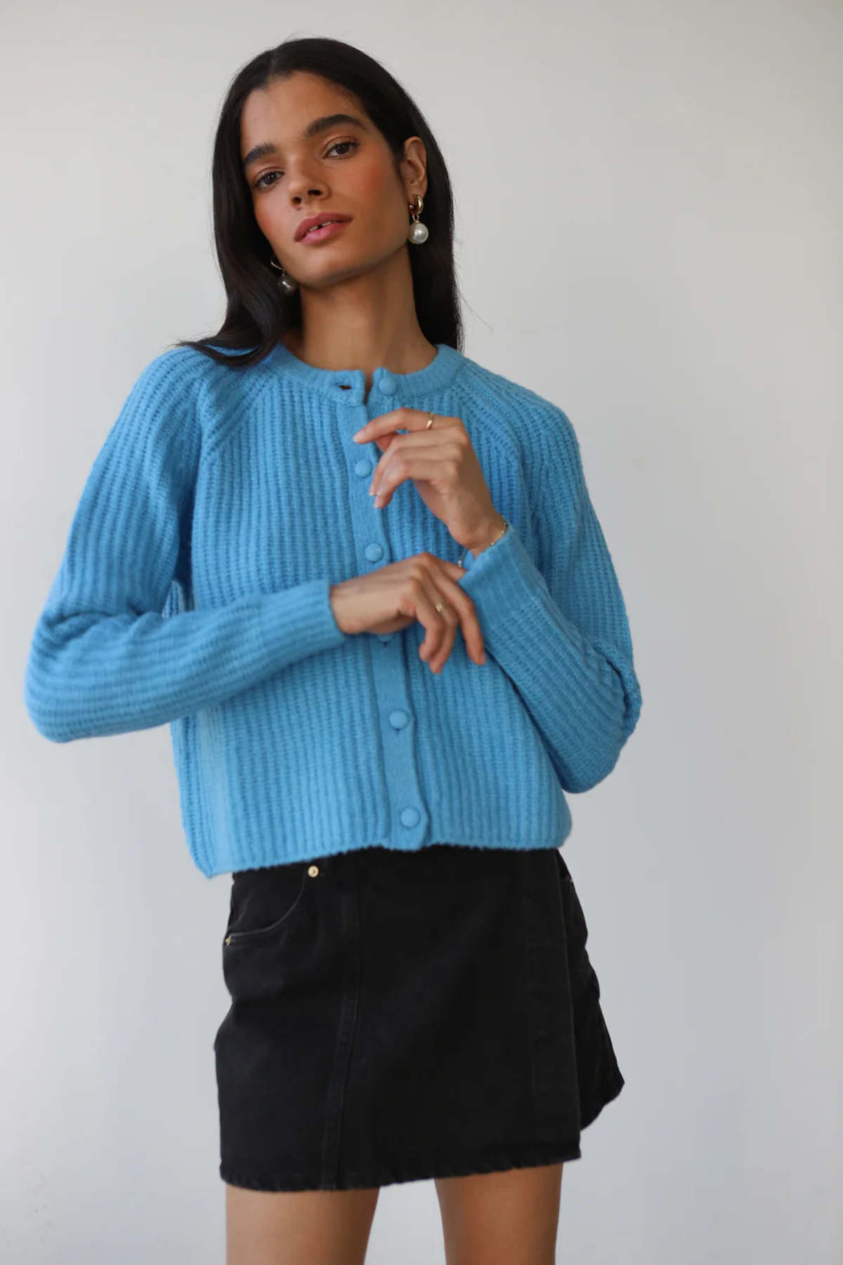 Callahan Poppy Cardigan - Capri Blue - Image 1 of 5