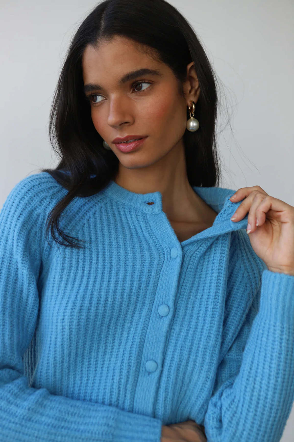 Callahan Poppy Cardigan - Capri Blue - Image 3 of 5