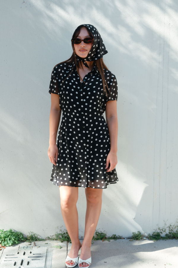 Whimsy + Row Bandana in Black Polka Dots