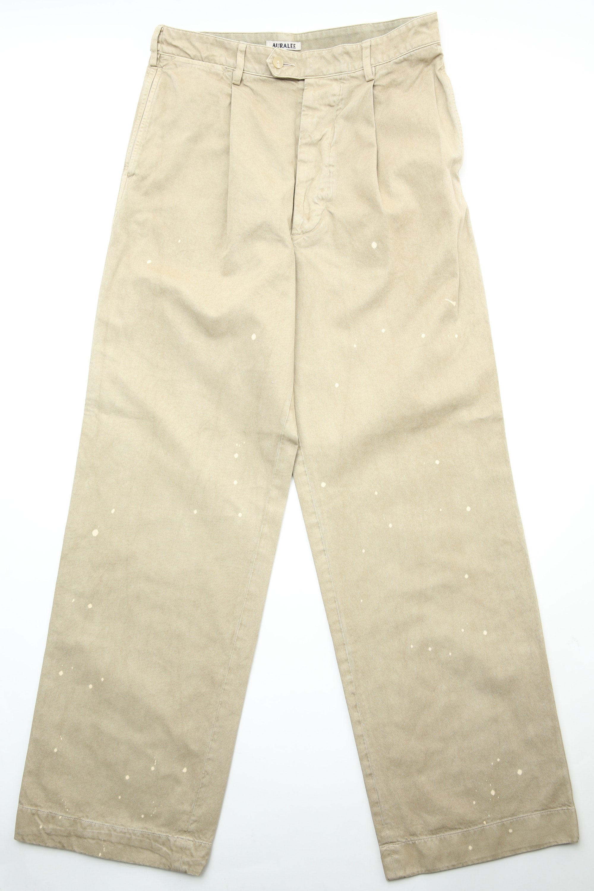 Auralee Garment-Dyed Finx Light Chino One-Tuck Wide Pants | Garmentory