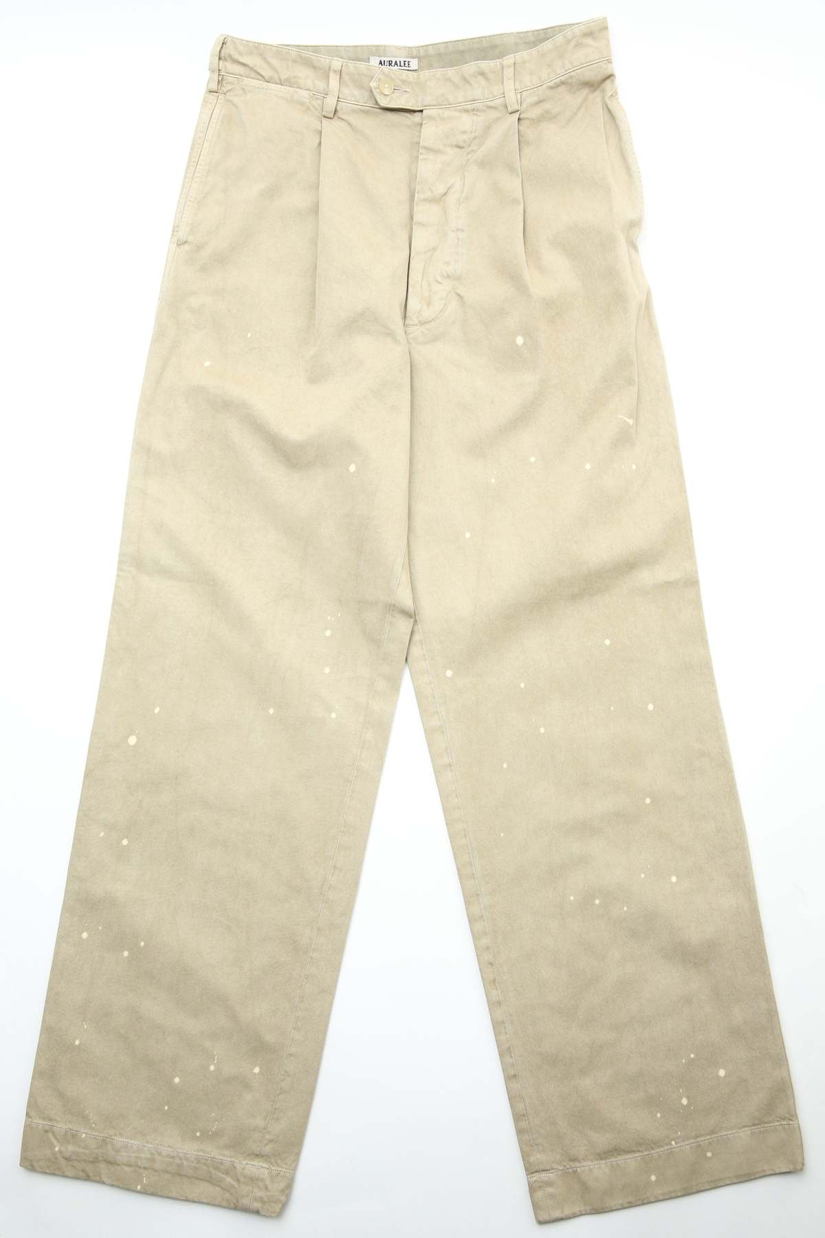 Auralee Garment-Dyed Finx Light Chino One-Tuck Wide Pants | Garmentory
