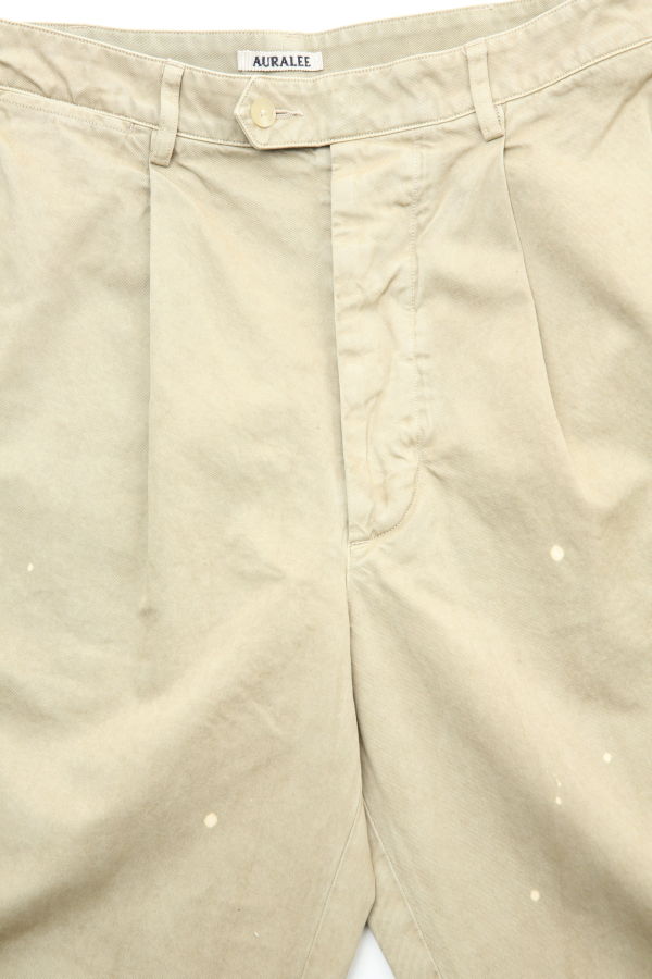 Auralee Garment-Dyed Finx Light Chino One-Tuck Wide Pants