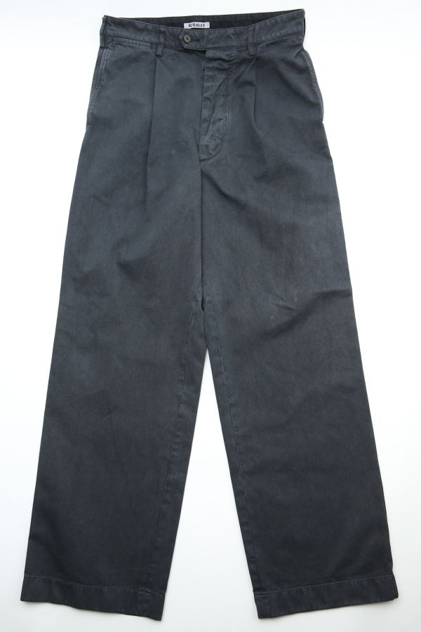 Auralee Garment-Dyed Finx Light Chino One-Tuck Wide Pants