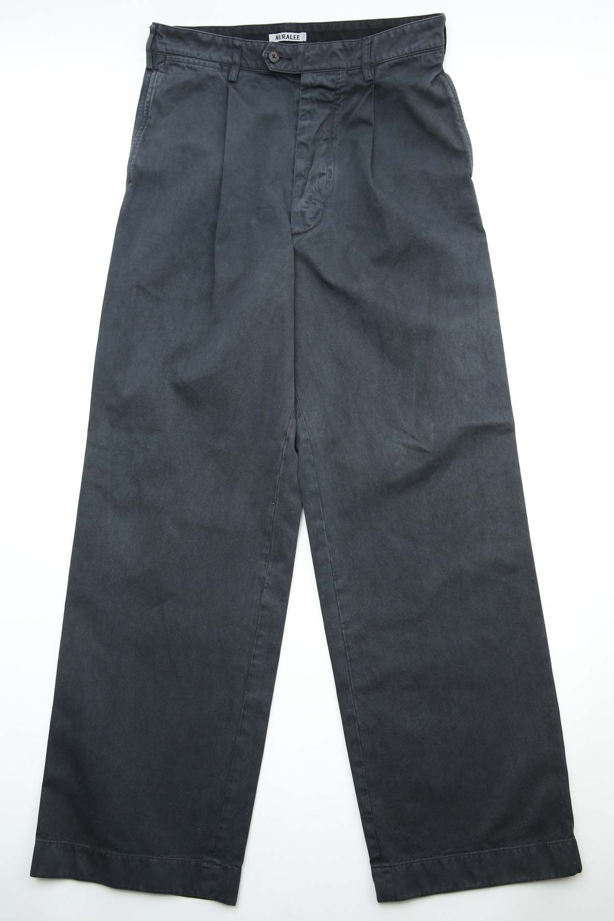 Auralee Garment-Dyed Finx Light Chino One-Tuck Wide Pants - Image 1 of 9