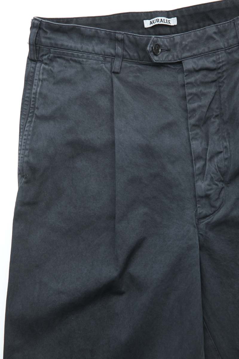 Auralee Garment-Dyed Finx Light Chino One-Tuck Wide Pants
