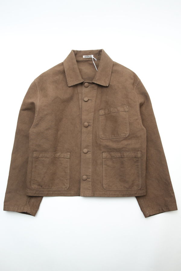 Auralee Garment-Dyed Organic Cotton Heavy Twill Short Work Jacket