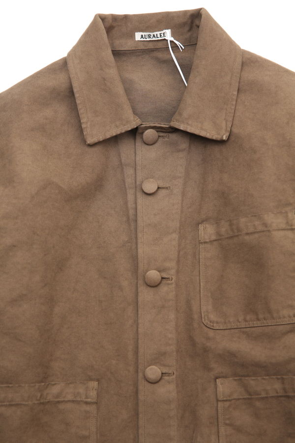 Auralee Garment-Dyed Organic Cotton Heavy Twill Short Work Jacket