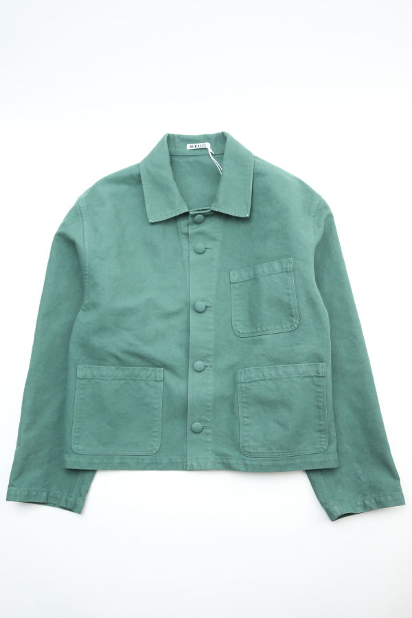 Auralee Garment-Dyed Organic Cotton Heavy Twill Short Work Jacket