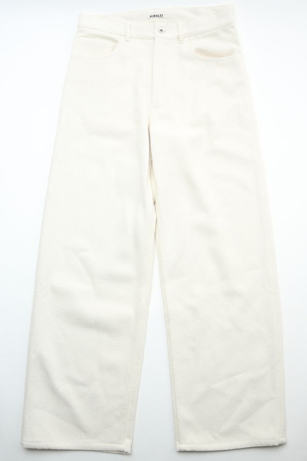Auralee Silk Nep Denim 5P Wide Pants