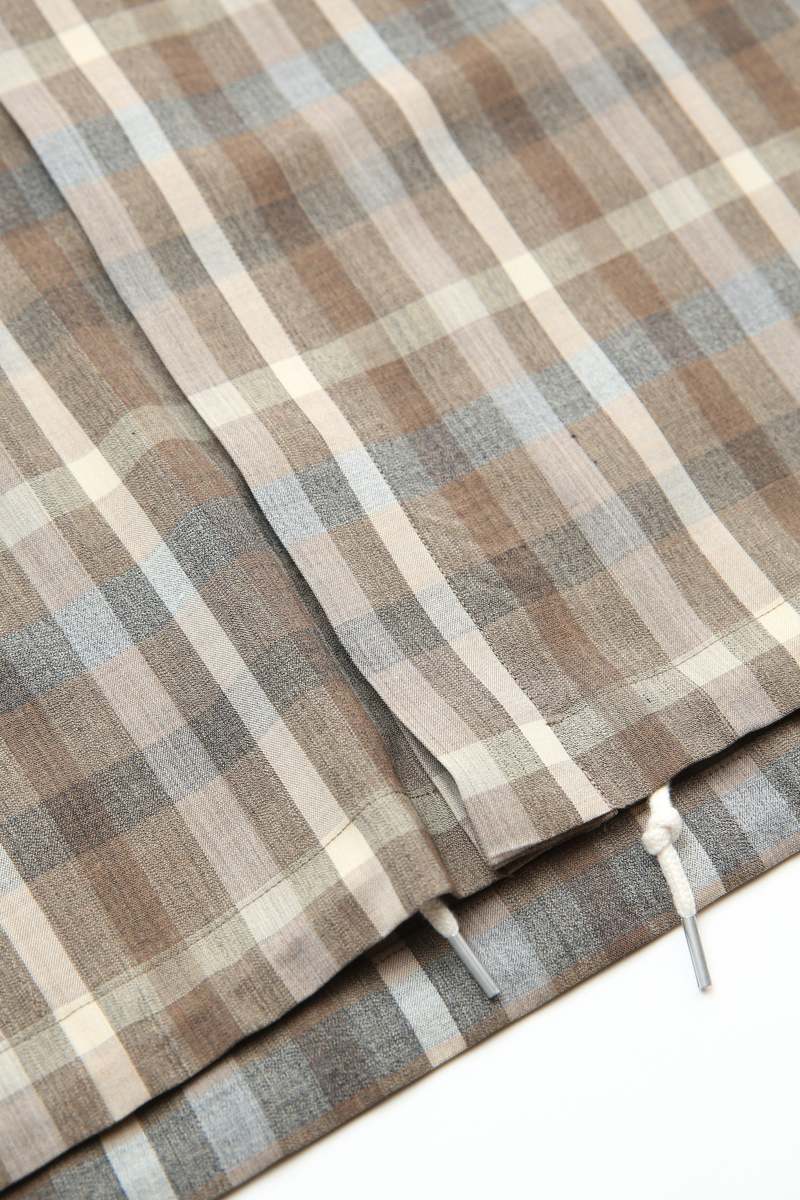 Auralee Super Fine Tropical Wool Check Half-Sleeved Shirt - Brown