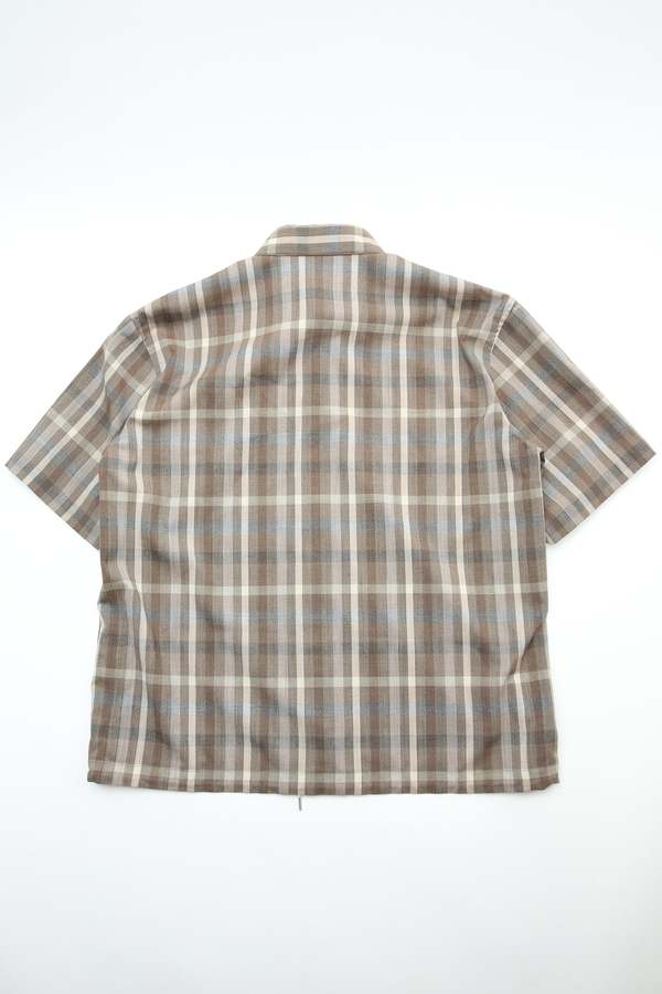 Auralee Super Fine Tropical Wool Check Half-Sleeved Shirt - Brown