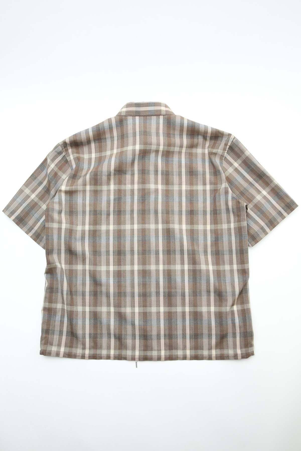 Auralee Super Fine Tropical Wool Check Half-Sleeved Shirt - Brown - Image 7 of 8