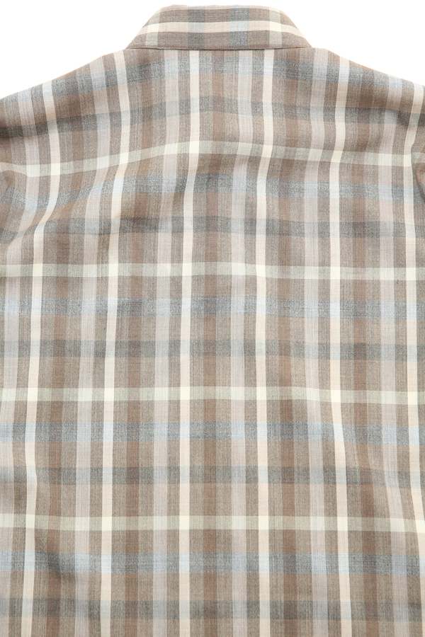 Auralee Super Fine Tropical Wool Check Half-Sleeved Shirt - Brown