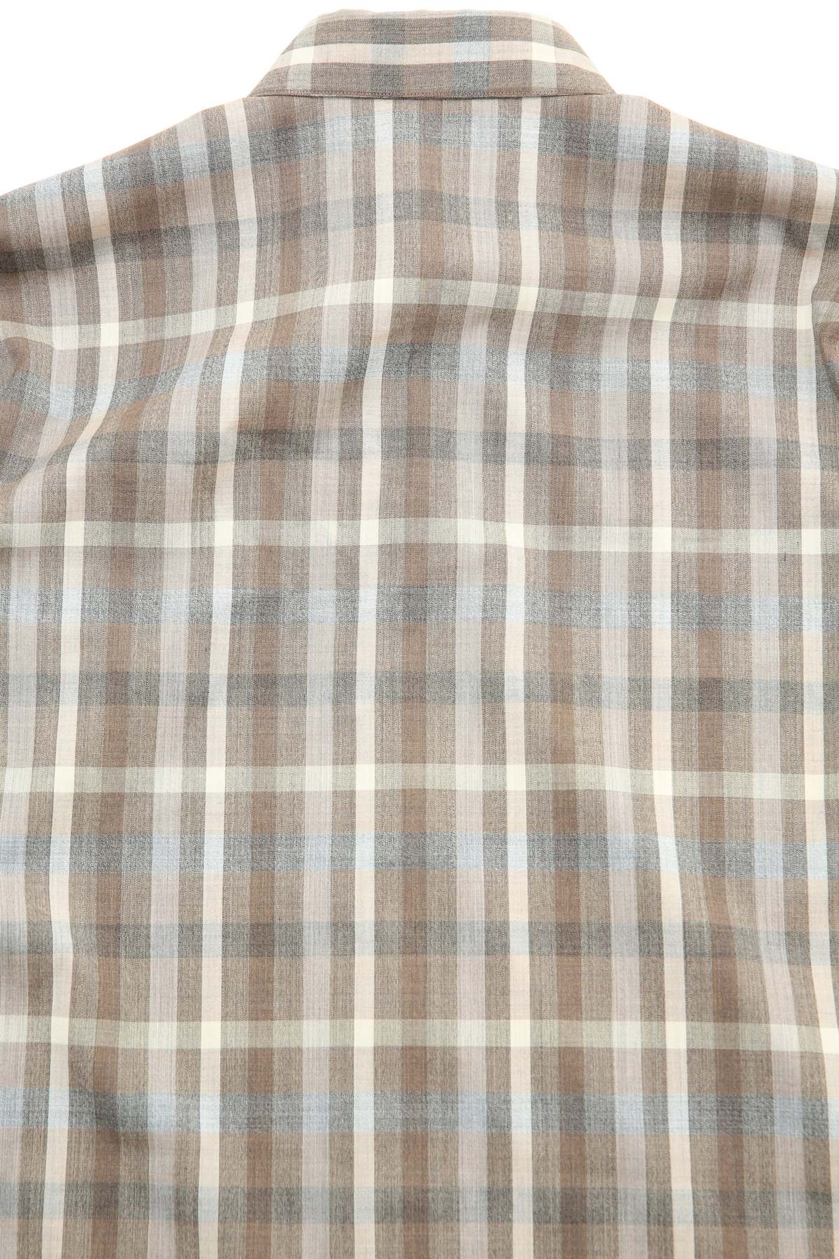 Auralee Super Fine Tropical Wool Check Half-Sleeved Shirt - Brown - Image 8 of 8