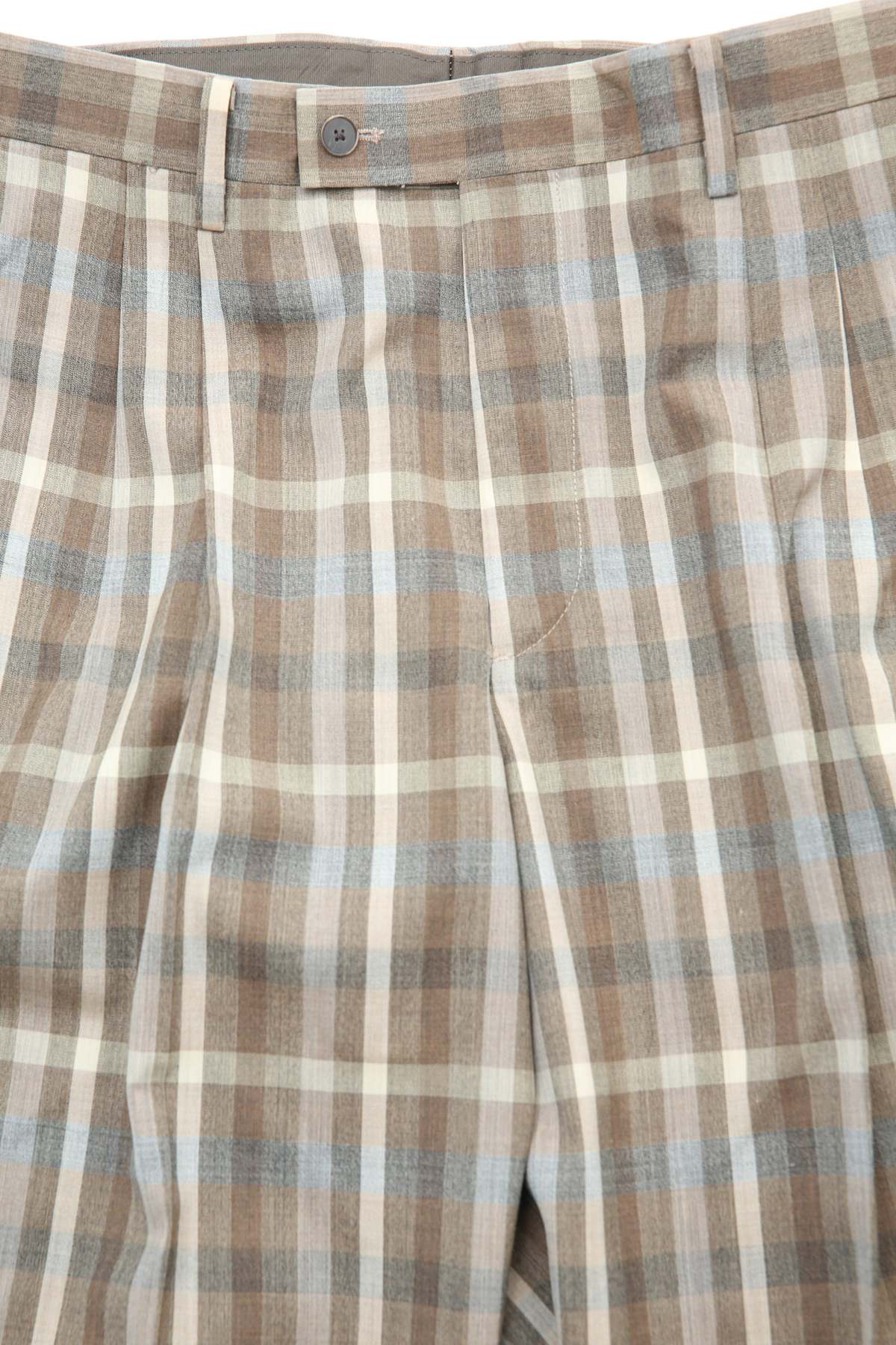 Auralee Super Fine Tropical Wool Check Two-Tuck Slacks - Image 2 of 11