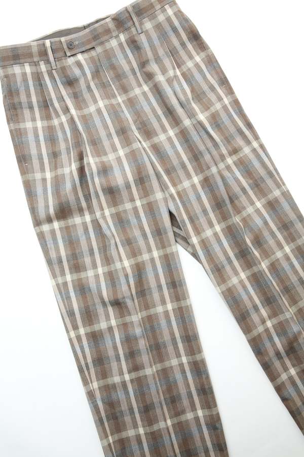 Auralee Super Fine Tropical Wool Check Two-Tuck Slacks