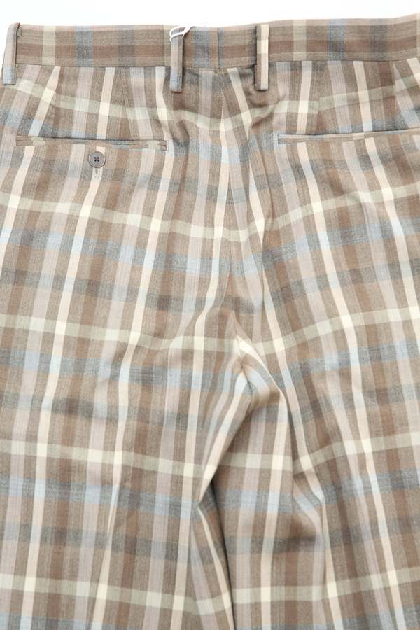 Auralee Super Fine Tropical Wool Check Two-Tuck Slacks