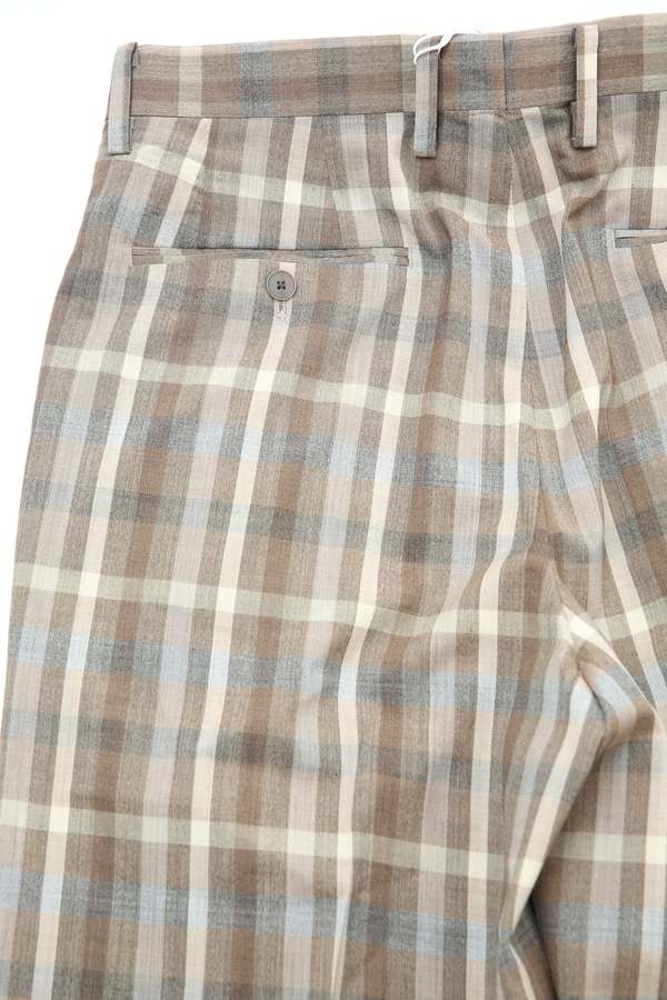 Auralee Super Fine Tropical Wool Check Two-Tuck Slacks