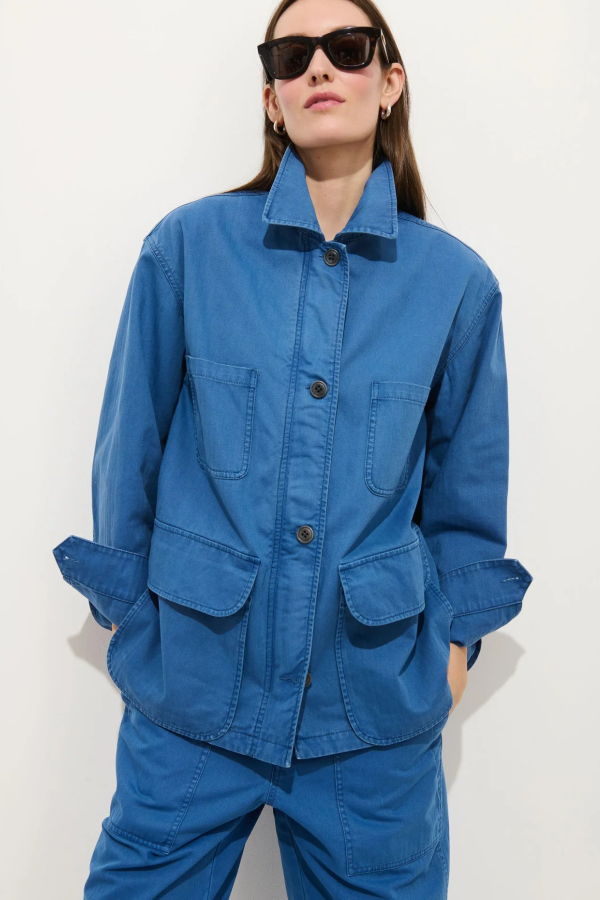 Alex Mill Painter Jacket in Herringbone - Washed Cobalt