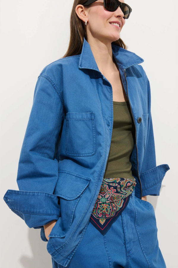 Alex Mill Painter Jacket in Herringbone - Washed Cobalt
