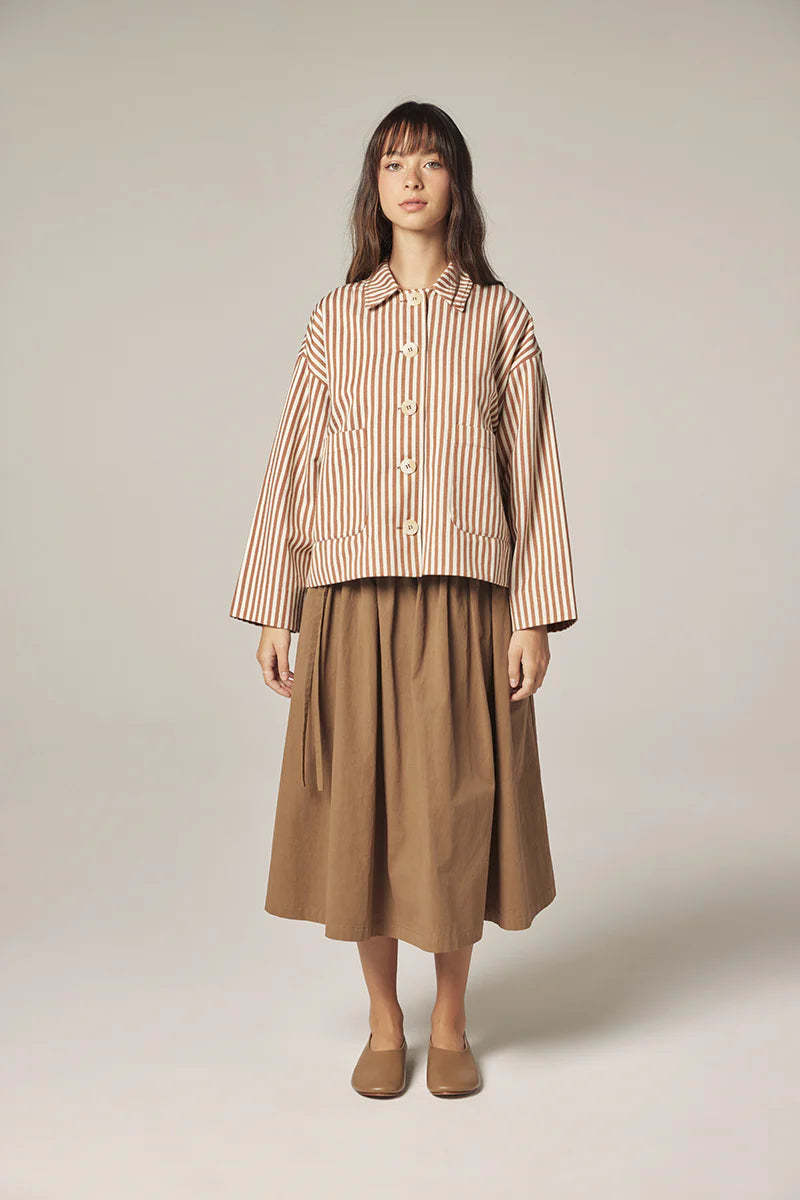 Amente Stripe Button Down Jacket