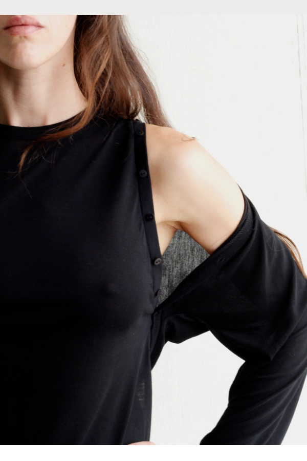 .blacktogrey Martigue Two-in-One Button Top