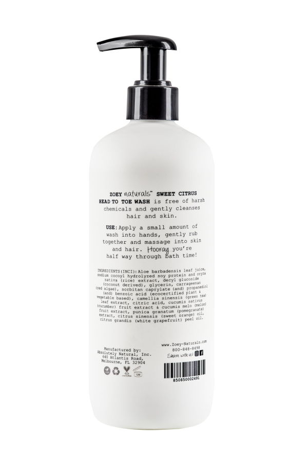 Kids Zoey Naturals Sweet Citrus Head To Toe Wash