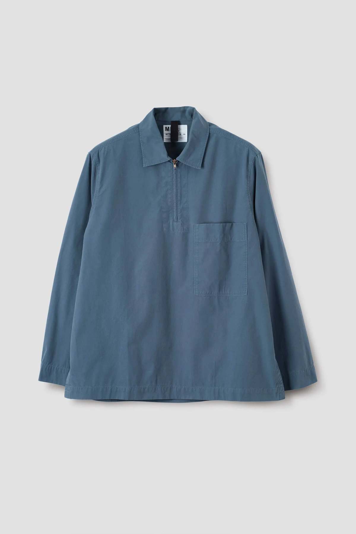 Margaret Howell Long Sleeve Half Zip Pull On Shirt Sanded Cotton Poplin - Image 3 of 4
