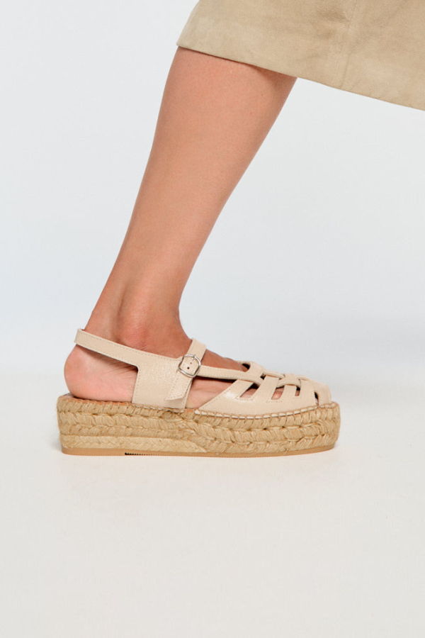 Naguisa Thalis Patent Leather Sandals - Taupe