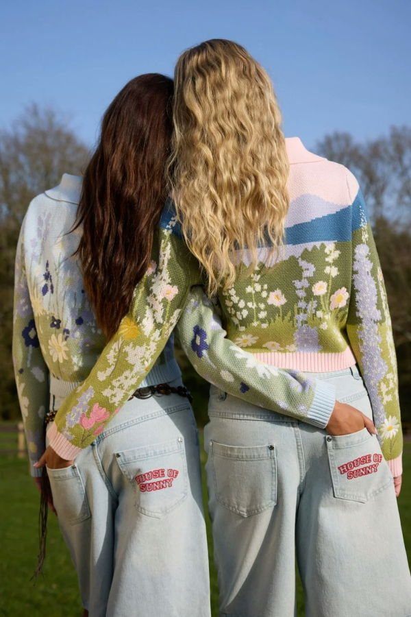 House of Sunny Sunset Blooms Tripper Cardigan - Blush