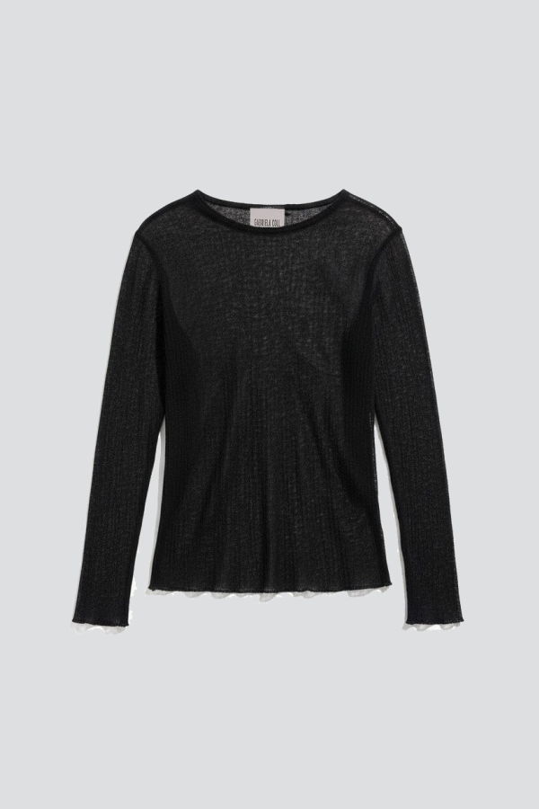 Gabriela Coll Garments No.300 Black Rib Jersey Top