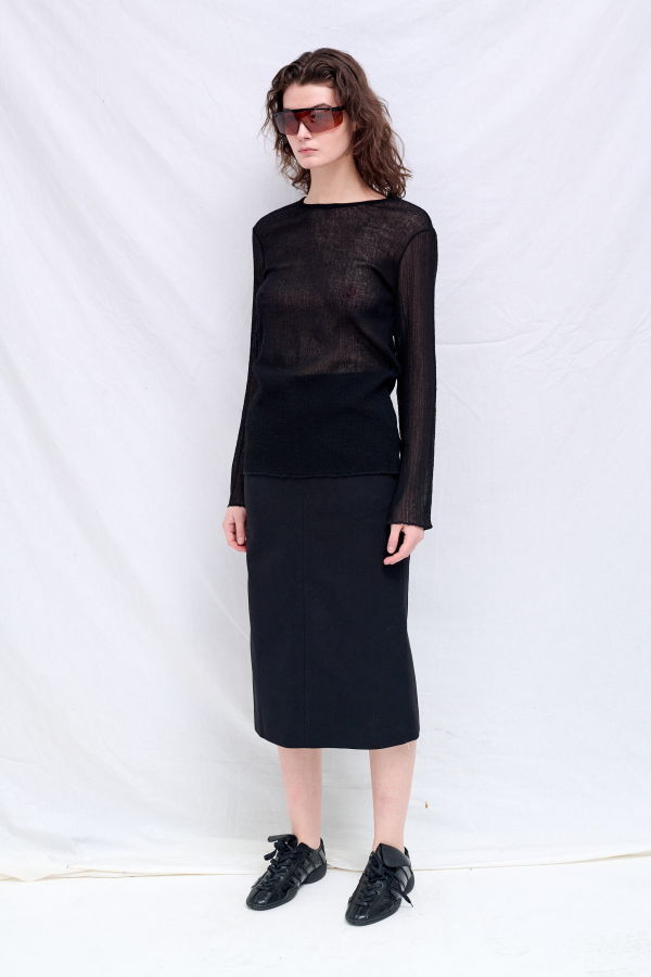 Gabriela Coll Garments No.300 Black Rib Jersey Top