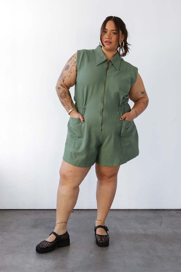 Noble Tank Suit Romper - Sea Glass