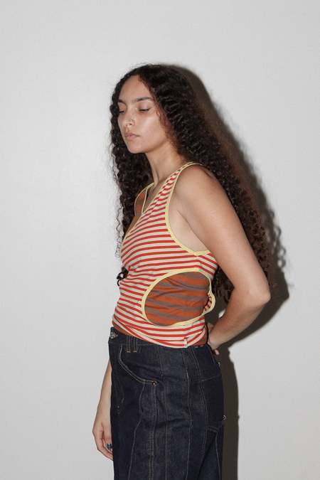 KkCo - Garter Tee: Rust & Navy Stripe | Garmentory