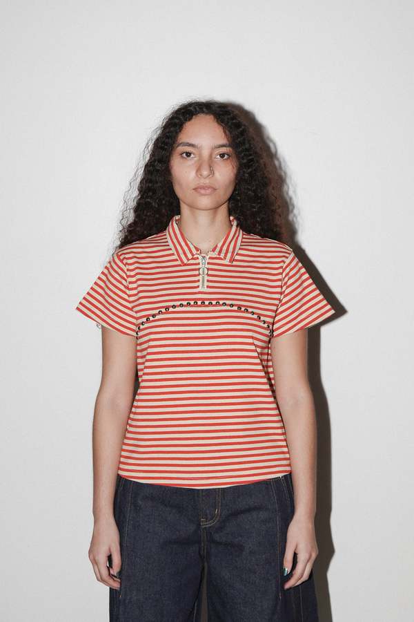 KkCo Rivet Polo Top - Striped Pepper KkCo Rivet Polo Top - Striped Pepper
