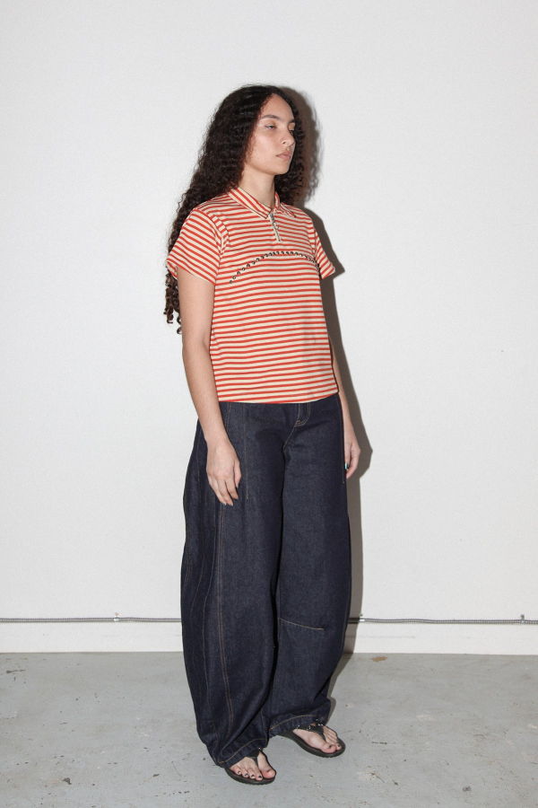 KkCo Rivet Polo Top - Striped Pepper