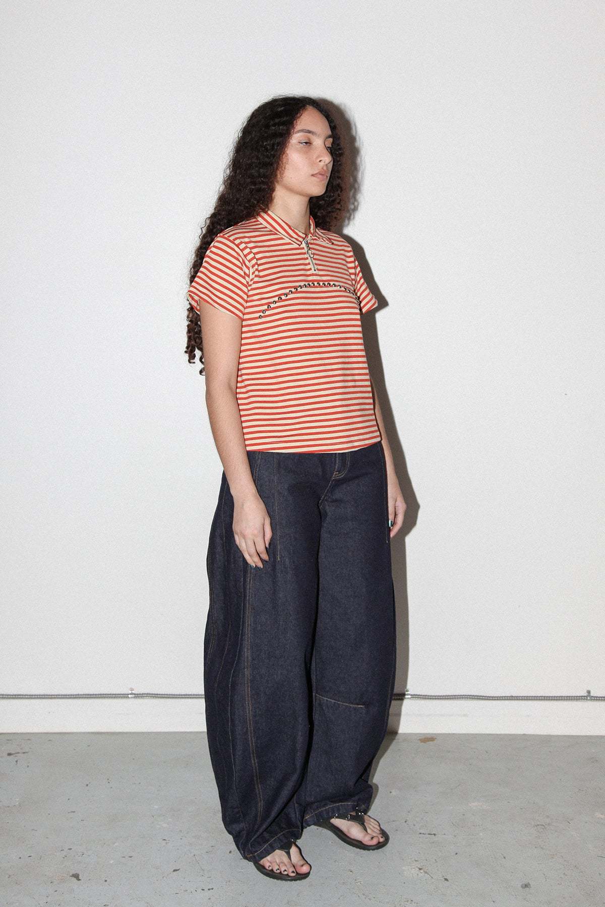 KkCo Rivet Polo Top - Striped Pepper - Image 2 of 7