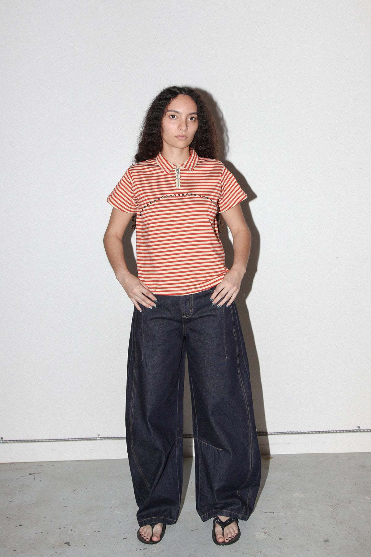 KkCo Rivet Polo Top - Striped Pepper - Image 7 of 7