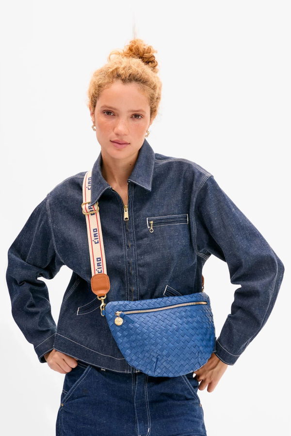 Clare V. Adjustable Crossbody Strap Ciao w/ Double Stripe