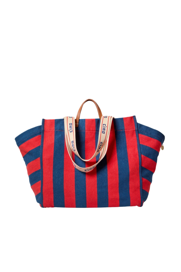 Clare V. Beach Tote Canvas Stripe