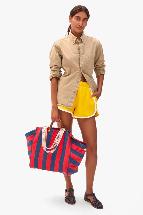 Clare V. Beach Tote Canvas Stripe