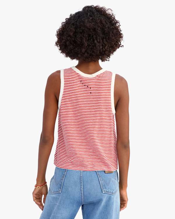 Clare V. Camp Fit Tank Cotton/Linen Mini Stripe
