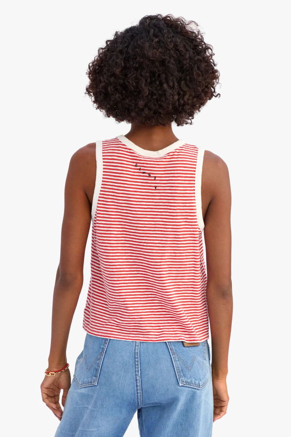 Clare V. Camp Fit Tank Cotton/Linen Mini Stripe