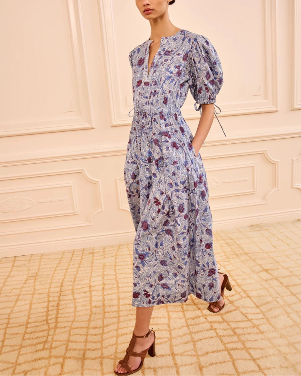 Ulla Johnson Adriana Short Sleeve Dress - Blue - Image 4 of 5