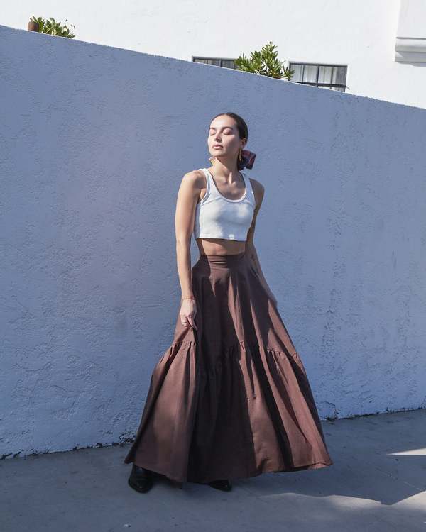 Athena Newton Cotton Tiered Maxi Skirt Athena Newton Cotton Tiered Maxi Skirt