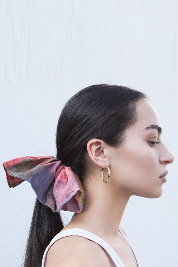 Athena Newton Oversized Plaid Scrunchie