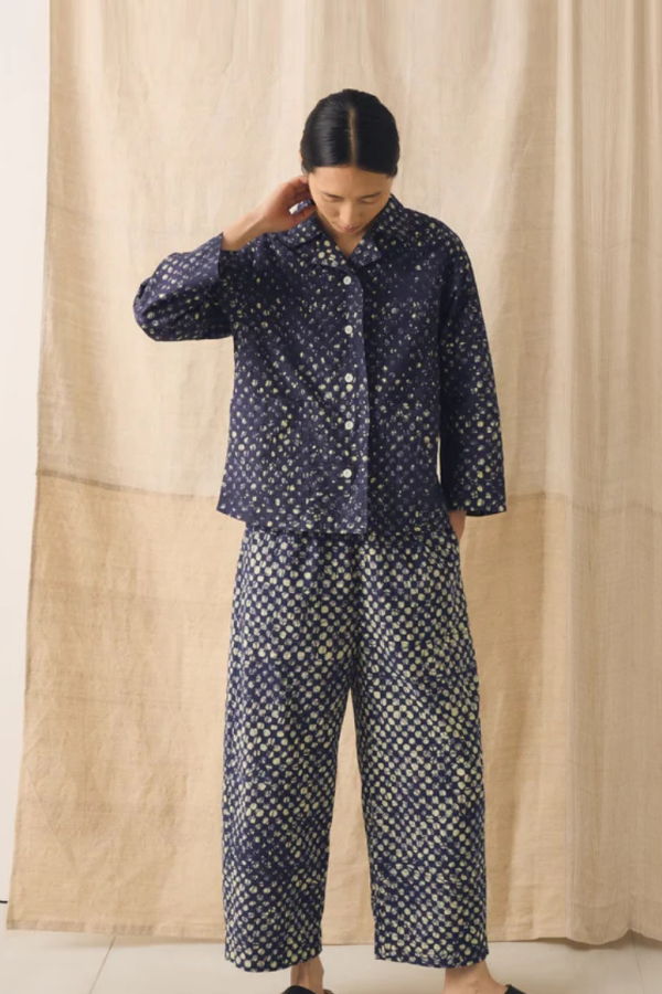 TOAST Batik Cook Check Trousers - Provencal Blue