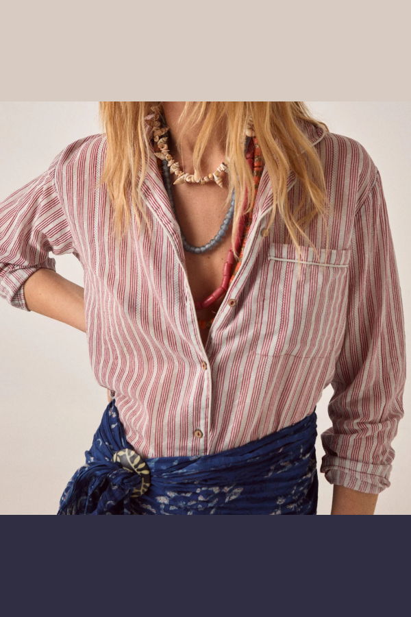 Maison Hotel Claire De Lune Dada Top - Wine Stripes