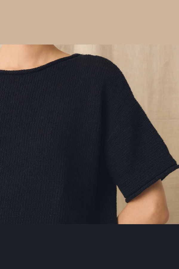 TOAST Knitted Cotton Linen Tee - Slate