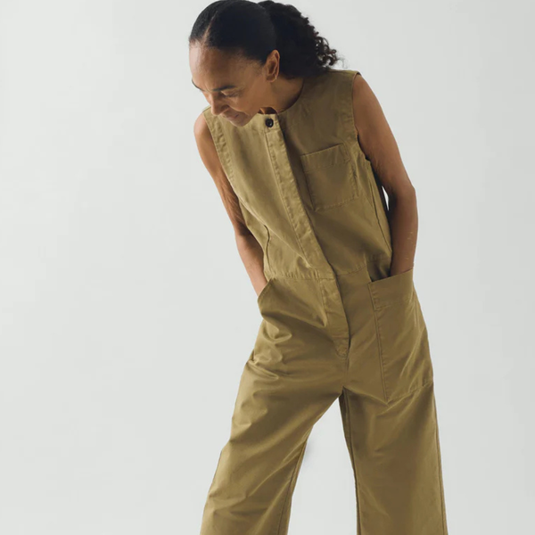 TOAST Sleeveless Cotton Twill Jumpsuit - Olive Leaf